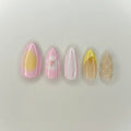 Pastel Yellow & Pink Nails