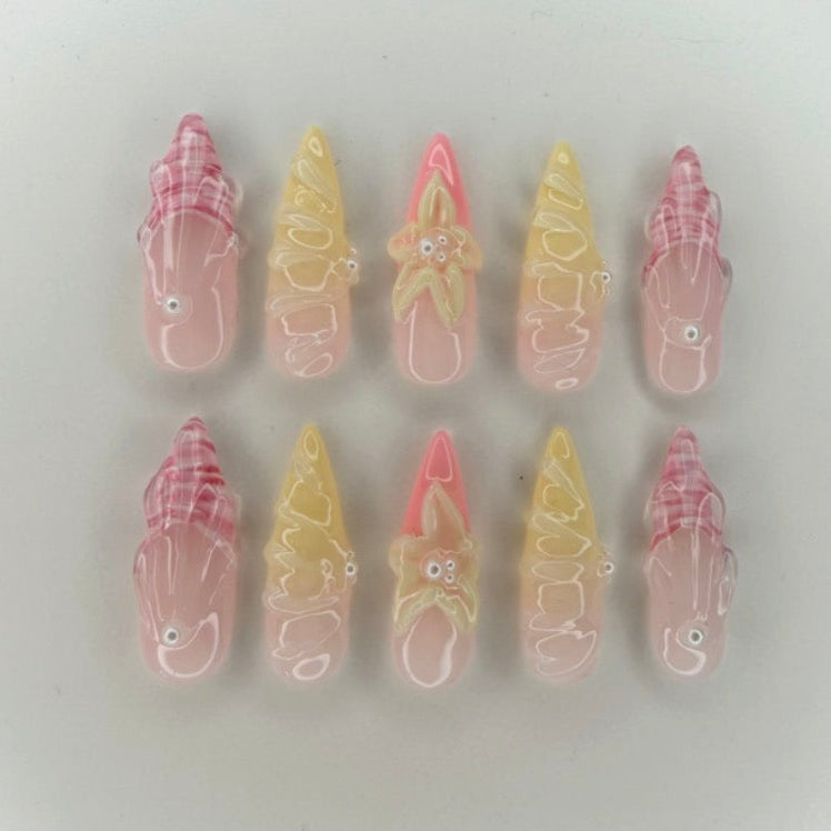 Pink Shell Nails