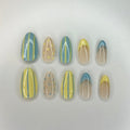 Pastel Yellow & Blue Nails